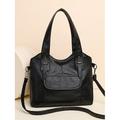 Damen stilvolle Vintage braune Kunstleder Tote Bag mit doppelten Griffen und verstellbarem Umhängegurt für den täglichen Gebrauch