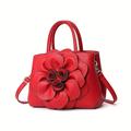 Handtasche aus PU-Leder für Damen Valentinstag Hochzeit Party Blumen-Design verstellbar einfarbig