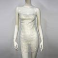 Metallic Sparkle Sexy Rückenfreies Minikleid Transparentes Mesh Strass Cover Up Disco Damen Party Club Kleid