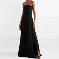Elegantes A-Linien-Abendkleid ärmellos Herz-Ausschnitt Schwarz-Weiß-Gala bodenlang Rüschen inspiriert von der Familie Addams Baumwollmischung 2025