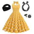 Elegantes Retro Vintage 1950er A-Linie Swing Flare Doll Damen Polka Dot Party Abendkleid