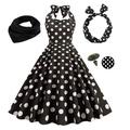 Elegantes Retro Vintage 1950er A-Linie Swing Flare Doll Damen Polka Dot Party Abendkleid