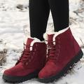 Damen-Schneestiefel flache Stiefel Übergröße für die Arbeit im Freien für den Alltag einfarbig mit Fleecefutter Stiefeletten mit Schnürung flacher Absatz runde Zehenpartie Vintage-Mode klassisch zum Gehen Wildleder
