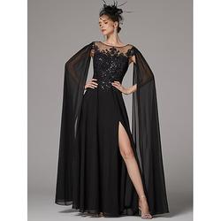 Elegantes A-Linien-Kleid mit Rundhalsausschnitt Chiffon Spitzenapplikationen hoher Schlitz ärmellos bodenlang 2024
