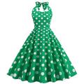 50er-Jahre-Vintage-Cocktailkleid mit offenem Rücken Midi-A-Linie Volant Neckholder V-Ausschnitt Polka Dot-Print Valentinstagskleid