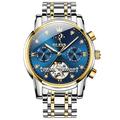 OLEVS Mechanische Herrenuhr kreative Outdoor-Mode lässig automatisch automatischer Aufzug Mondphase leuchtender Kalender Stahluhr