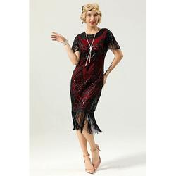 Retro Vintage 1920er Flapper Kleid Weihnachtsfeier Der Große Gatsby Damen Pailletten Quaste Fransen Karneval Hochzeitsgast Abendkleid