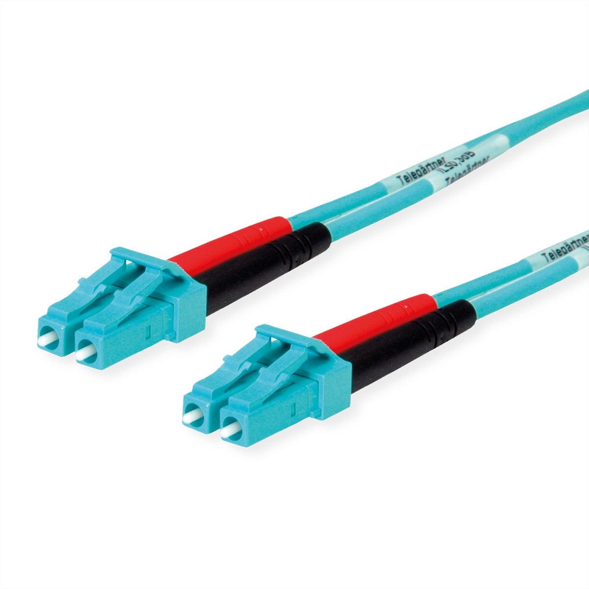 TELEGÄRTNER LWL Rangierkabel 2x G50/125 OM3, 1x LC Duplex - 1x LC Duplex, türkis, 2 m Image