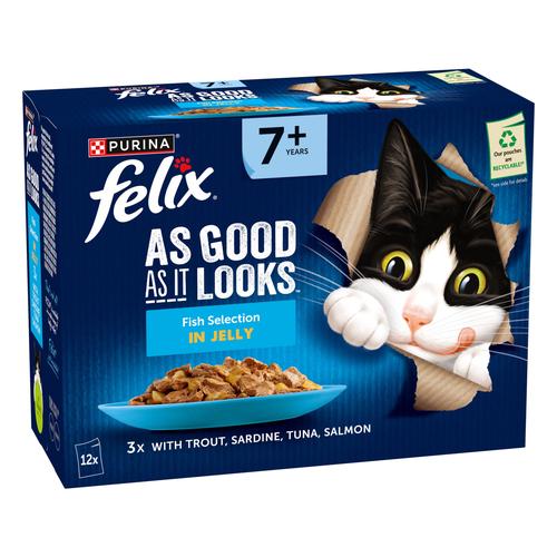 24x85g Fish Selection in Jelly Felix Senior As Good As It Looks Wet Cat Food