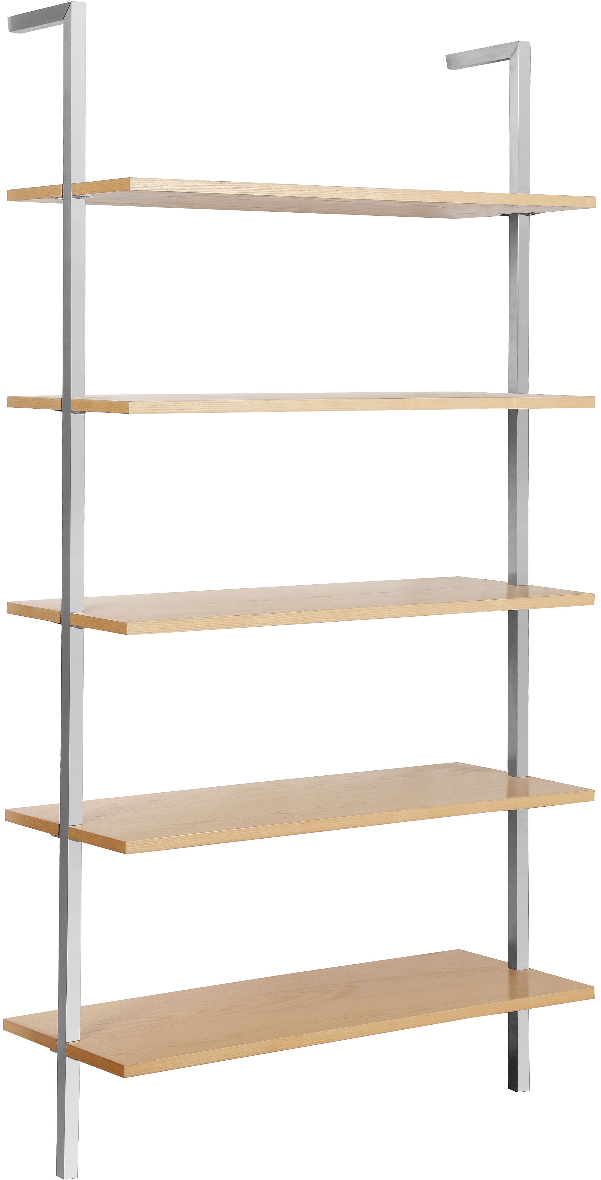 Ablageregal "Aninnar", beige (naturfarben), B:90 H:175 T:35, FSC-zertifizierter Holzwerkstoff, LEGER HOME BY LENA GERCKE, Regale, Wandregal Bücherregal Standregal, fünf Einlegeböden aus Eschenholzfurnier, Gestell aus Edelstahl Image