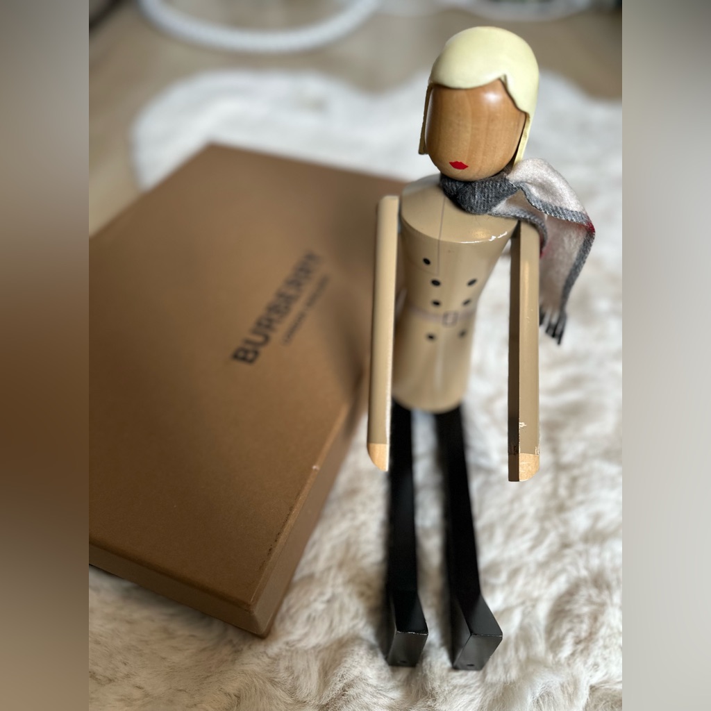 Burberry Accents | 100% Authentic Burberry Cream Wooden Christmas Doll Highly Collectible Piece | Color: Black/Cream | Size: Os