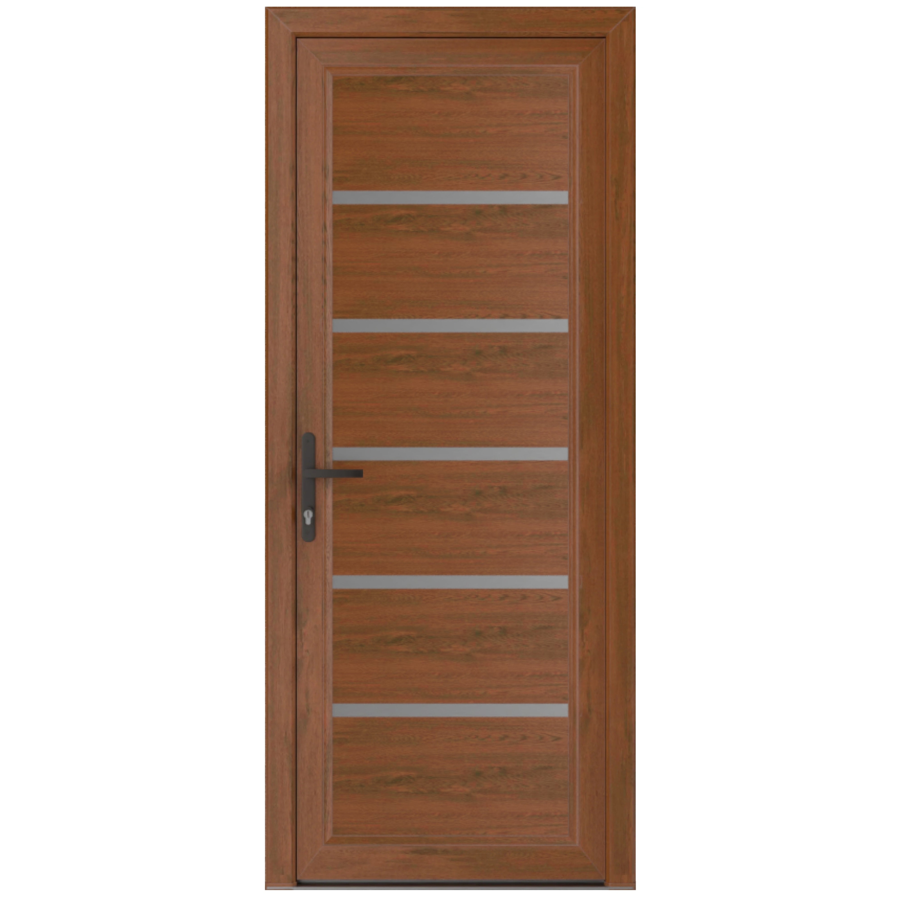 Exterior Prehung Metal-Plastic Door Manux 8415 Walnut W30xH80 Lefthand Inswing