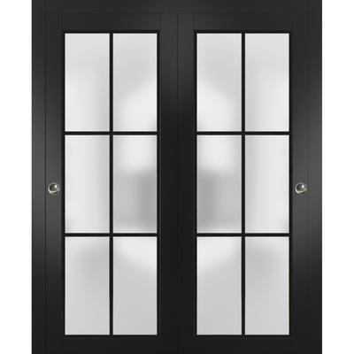 Bypass Doors 36 x 80 Planum 2122 Matte Black Sturdy Rails