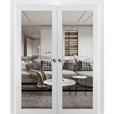 French Double Pocket Doors 36x80 Lucia 2666 White Silk Kit Trims Rail