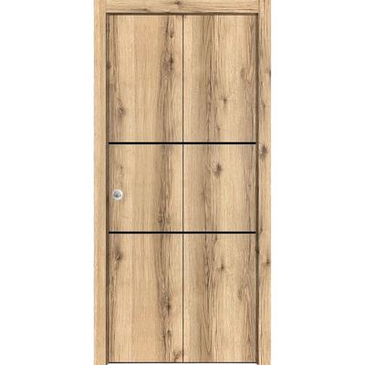 Bi-fold Doors 36 x 80 Planum 0014 Oak with Sturdy Tracks