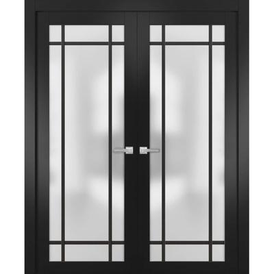 Solid French Double Doors 36 x 80 Planum 2112 Matte Black