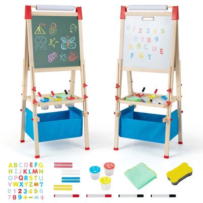 Costway 3-in-1 Kids Art Easel Double-Sided Wooden Adjustable Magnetic - See Details