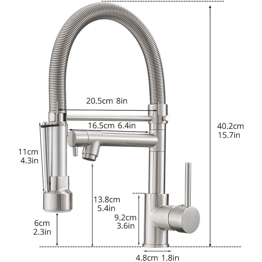 Commercial Style Kitchen Faucet with Pull Down Sprayer, Commercial Kitchen Faucet, Spring Kitchen Faucet, Kitchen Sink Faucet