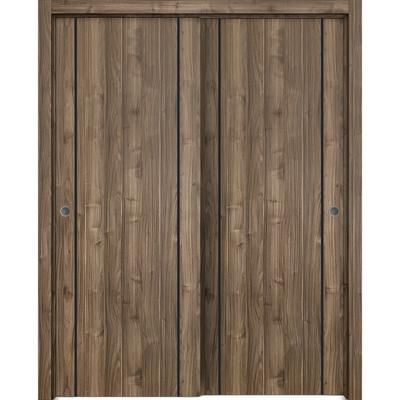 Bypass Doors 36 x 80 Planum 0016 White Silk with Sturdy Rails