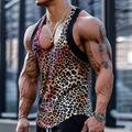 Homme Débardeur Gilet Sous-Vêtements T-shirt sans manches Sans manches Col en U Été Léopard Mode Classique Confortable Col rond Rue Occasionnel Sports Rouge Vert Gris foncé T-shirt haut de gamme pour