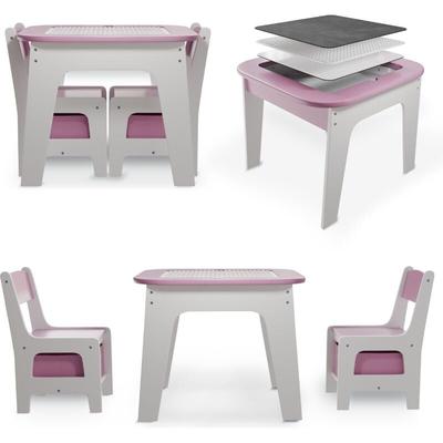 Kindersitzgruppe Milou - Set mit 2 Stühlen & 1 Tisch - Kindertisch Holz - Spieltisch mit Stauraum Image