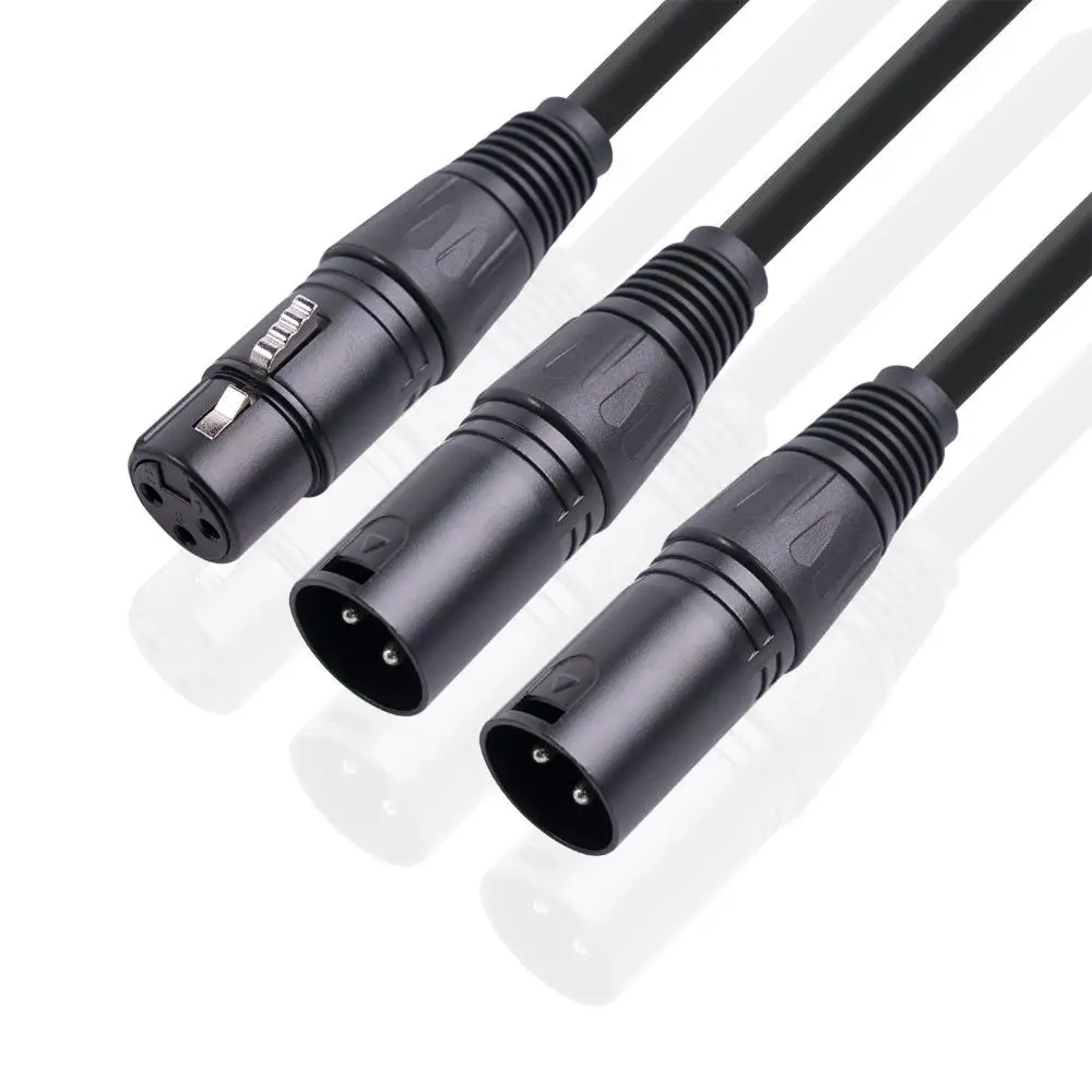 Professionelles XLR-3-poliges Kabel von Buchse auf Stecker, 1 bis 2, Zinklegierung, Y-Splitter-Kabel, Folie, geflochten, abgeschirmter Mikrofonleitungsverstärker Image