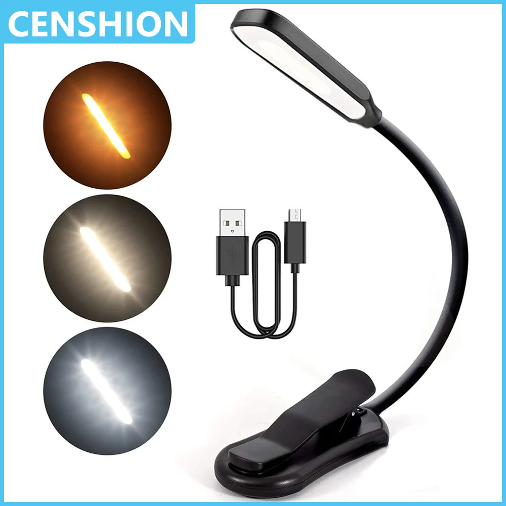 LED-Buchleuchte, USB wiederaufladbar, 3-stufig, warm, kühles Weiß, Tageslicht, tragbar, flexibel, einfach zu befestigen, Nachtlicht, faltbare Leselampe