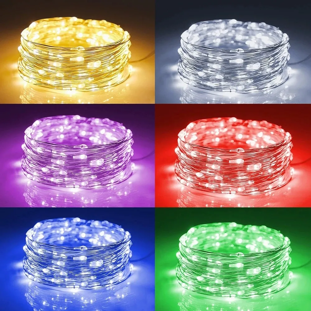 10/5M LED Lichterkette Batteriebetriebene Kupferdraht Girlande Lichterketten Outdoor Garten Party Hochzeit Lichter Weihnachtsdekoration