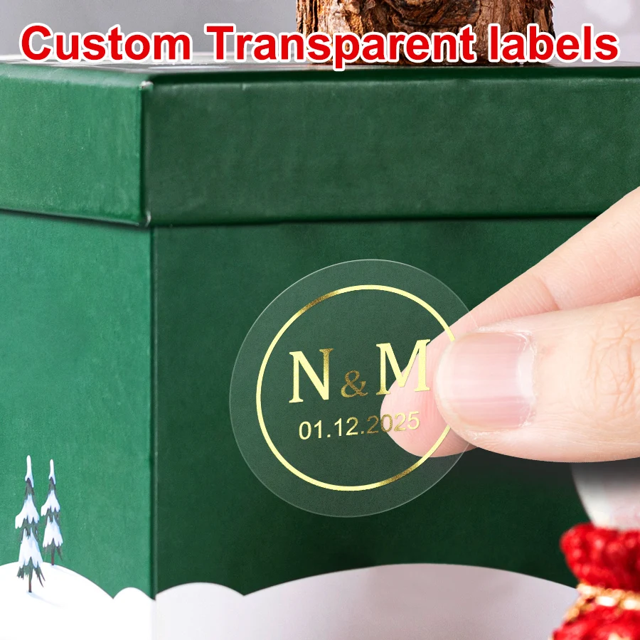 Transparente goldene, individuelle, wasserfeste Aufkleber – Einladungen, Verpackungen, Heimdekoration – kreative Etiketten für unvergessliche Souvenirs Image