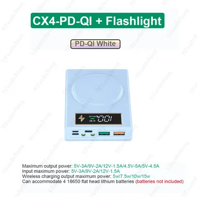18650 Wireless QC 3,0 Power Bank Fall Schnell ladung 4x18650 Power bank Box DIY Wireless Power bank Shell Image