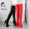 15 cm Pole Dance Über Knie Stiefel Nachtclub Party Königin Lange Stiefel High Heels Frauen Stiefel Sexy Dünne Heels Schuhe plus Größe 44