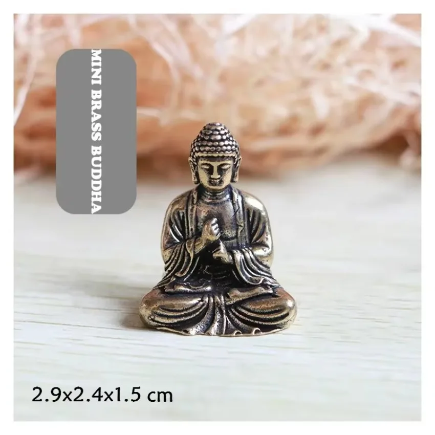 1 Stück Home Office Schreibtisch dekorative Ornament Mini tragbare Vintage Messing Buddha Statue Tasche sitzende Buddha Figur Skulptur