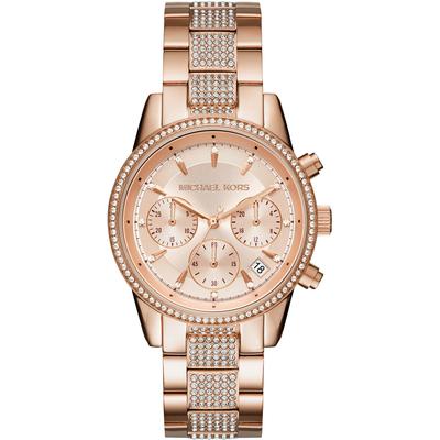 Chronograph MICHAEL KORS "BRYANT", rosa (roségoldfarben), Armbanduhren, Damen, Quarzuhr, Armbanduhr, Damenuhr, Stoppfunktion, Edelstahlarmband Image
