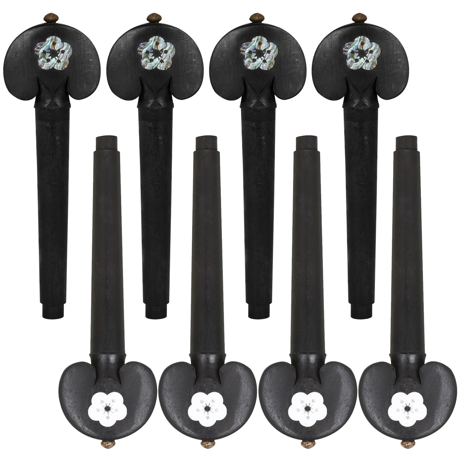 4 Stück Cello-Stimmwirbel 4/4 3/4 Cello Scroll Head Geared Pegs Finetune Ebenholz Cello Stimmwirbel Mechaniken Knöpfe Cello-Teile Image