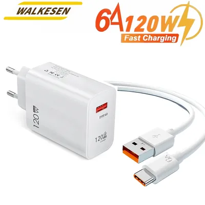 120 W GaN USB-Ladegerät Schnellladeadapter mit 10 A/6 A 1 m Datenkabel für iPhone 15 Pro Huawei Xiaomi Redmi Samsung Handy-Ladegerät