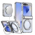 Custodia per telefono Samsung Galaxy Z Flip 6 Flip 5 Supporto per supporto Magnete Ricarica wireless Supporto retro in PC placcato