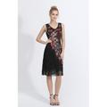 Vestito da ballo latino da donna con perline nappe paillettes poliestere senza maniche