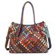 Borsa a mano da donna borsa a tracolla borsa a tracolla borsa Boston in pelle per tutti i giorni per le vacanze all'aperto grande capacità resistente antipolvere patchwork arcobaleno cerniera