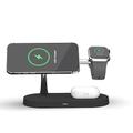Supporto per caricabatterie wireless magnetico 5 in 1 dock di ricarica rapida Qi da 15 W e luce notturna a LED per iPhone iWatch e AirPods