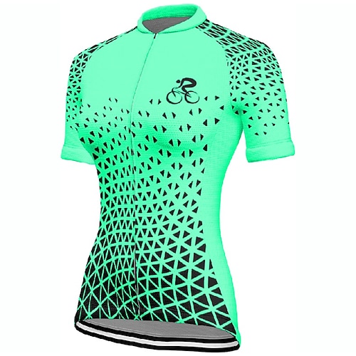 Damen Radtrikot Geometrisch Kurzarm Fahhrad T-Shirt Trikot mit 3 Gesäßtaschen Mountainbike MTB Schnelltrocknend Anatomisches Design Feuchtigkeitsableitend Atmungsaktiv Sport Gelb Rot Purpur Bekleidung Image