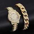 Montre-bracelet de luxe en or avec strass pour femme - Montre pour femme de marque Diamond