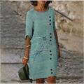 Robe midi décontractée pour femme manches mi-longues col rond imprimé animal coupe ample été printemps basique bureau quotidien vacances en violet clair vert bleu.