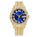 Montre à quartz de luxe pour homme style hip-hop entièrement en diamant montre-bracelet analogique en acier inoxydable cadeau pour petit ami