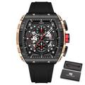 MINI FOCUS Montre chronographe à quartz pour homme avec calendrier lumineux et bracelet en silicone étanche - Marque de luxe haut de gamme