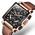 Montre à quartz chronographe OLEVS pour homme avec calendrier et grand cadran montre étanche en cuir véritable
