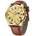 Montre à quartz tendance pour homme OLEVS avec phase de lune lumineuse et étanche pour sports de plein air bracelet en cuir