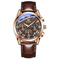 Montre-bracelet à quartz étanche pour homme OLEVS avec bracelet en cuir respirant et chronographe idéale pour le sport