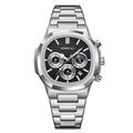 Montres-bracelets à quartz chronographe décontractées et sportives pour hommes CRRJU avec bracelet en acier inoxydable et date