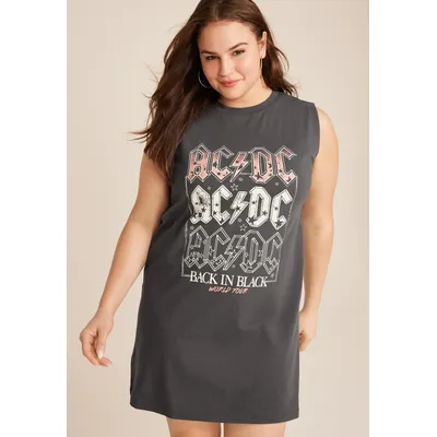 Maurices Plus Size Women's Acdc Cap Sleeve Graphic T Shirt Dress Gray Size 0X