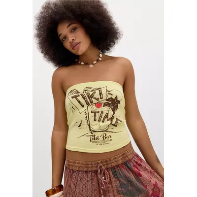 UO Tahiti Beach Bandeau Top - Yellow L at Urban Outfitters